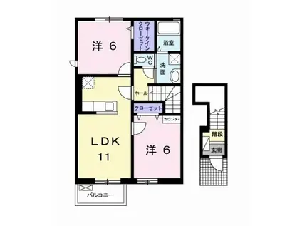 ウォーターグレイス B(2LDK/2階)の間取り写真