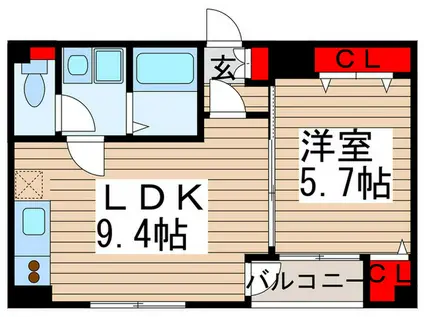 LOVE新鎌ヶ谷(1LDK/2階)の間取り写真