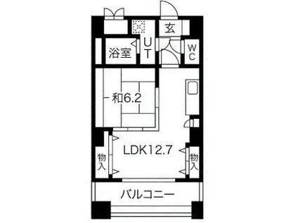 レジデンスカープ博多(1LDK/9階)の間取り写真