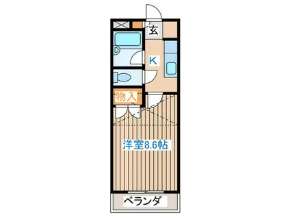 クリサンセマム長町南(1K/2階)の間取り写真