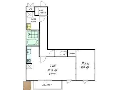 MAISON SA VIII(1LDK/3階)の間取り写真