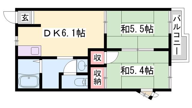 タウニィ旭(2DK/2階)の間取り写真