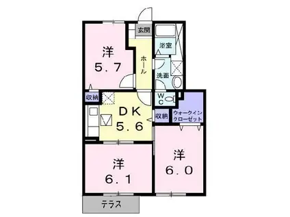 カシオペア・II(3DK/1階)の間取り写真
