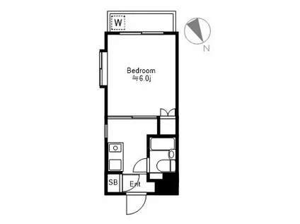 ハイタウン目黒(1K/4階)の間取り写真