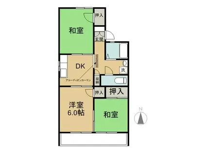 ジョイフル浜田 B棟(3DK/2階)の間取り写真