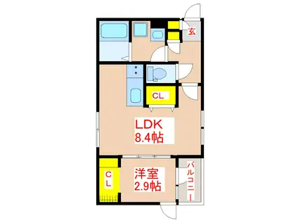 LAKI-ALA(1LDK/3階)の間取り写真