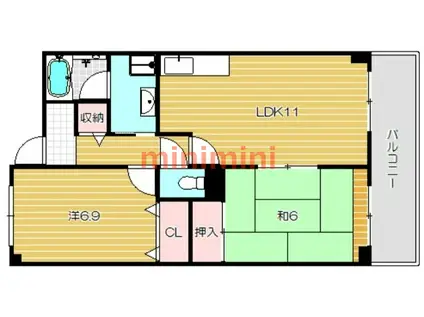 ラルクアンシエル(2LDK/3階)の間取り写真