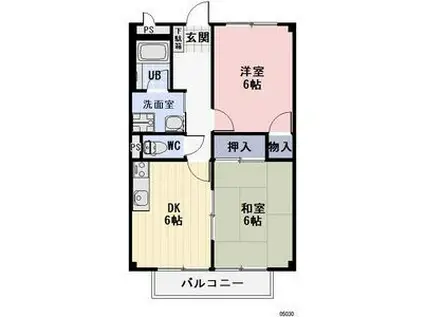 センティヴェール(2DK/1階)の間取り写真