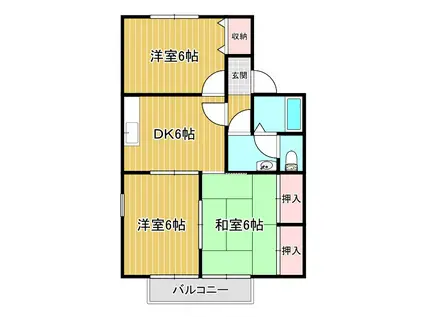 DFLATS宝殿(3DK/2階)の間取り写真
