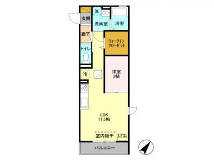 ボナール一の鳥居(1LDK/2階)の間取り写真