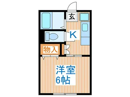 ロードハイム(1K/1階)の間取り写真