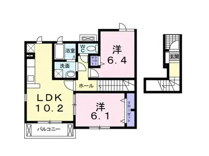パインリーフコムロ(2LDK/2階)の間取り写真