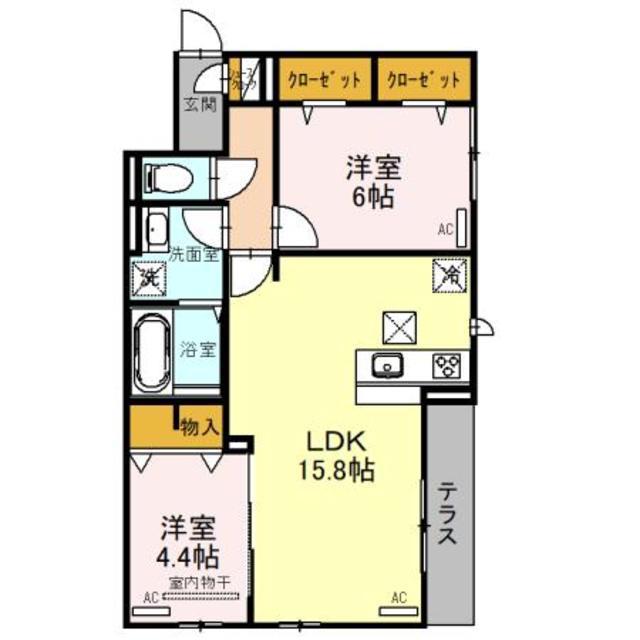 クラシスト堺東(2LDK/1階)の間取り写真