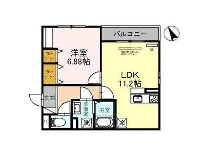 CASA CIEL(1LDK/3階)の間取り写真