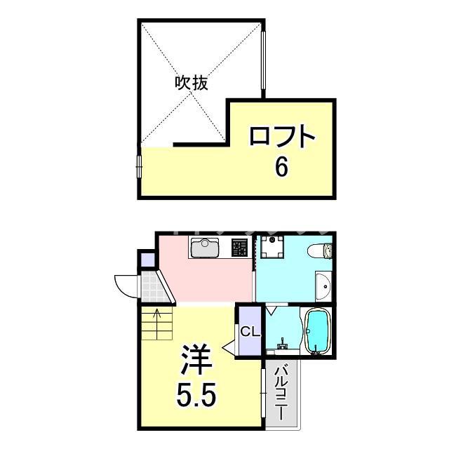 CUBE(ワンルーム/2階)の間取り写真