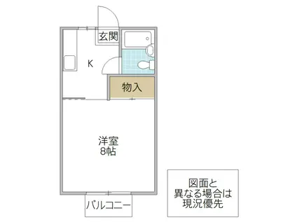 大津ハイツ(1K/2階)の間取り写真