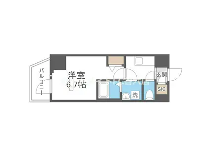 ファーストフィオーレ難波南アルマ(1K/6階)の間取り写真