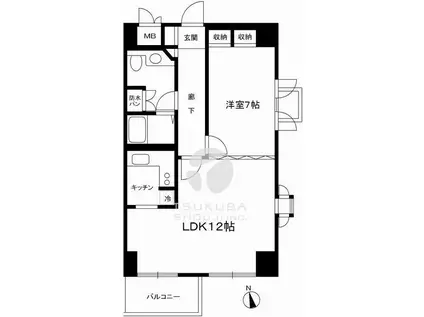 グランドメゾン飯田橋(1LDK/2階)の間取り写真