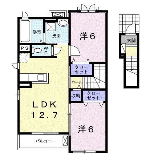 サンリット平原 II(2LDK/2階)の間取り写真