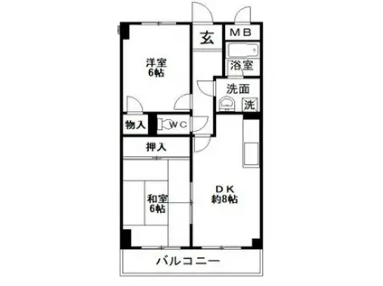 モンテメール六甲(2DK/3階)の間取り写真