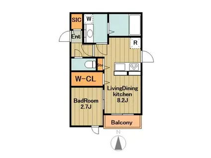 ディールーム南大沢(1LDK/2階)の間取り写真