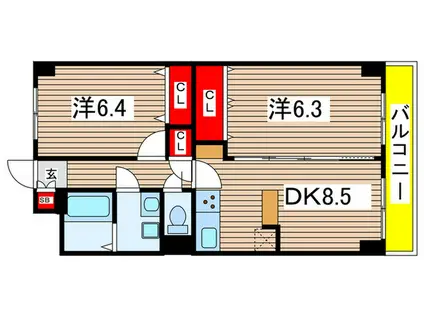 第六鳥塚ビル(2DK/6階)の間取り写真
