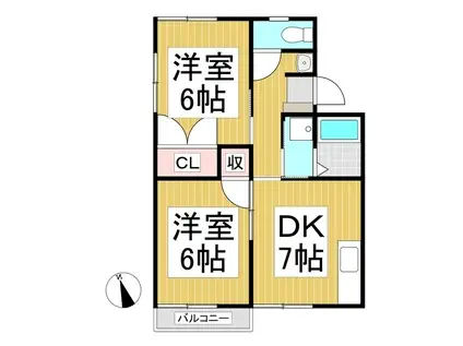 アトゥレ篠ノ井(2DK/2階)の間取り写真