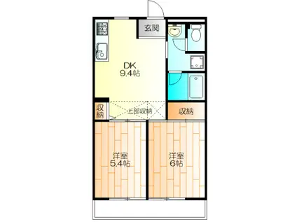 グレイスコート幸I(2DK/2階)の間取り写真