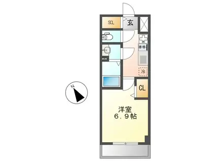 プレサンス東別院駅前II(1K/2階)の間取り写真