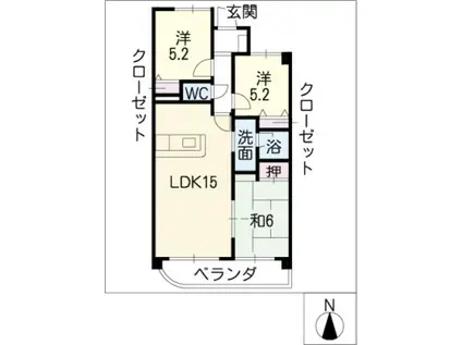 グランドメゾン徳重(3LDK/3階)の間取り写真