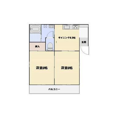 イーストパレス高柳A(2DK/1階)の間取り写真