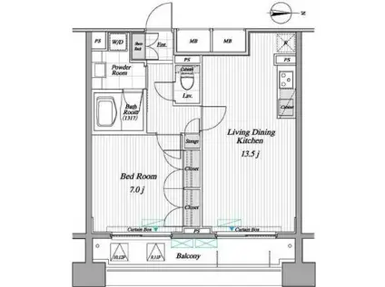 レジディア錦糸町II(1LDK/9階)の間取り写真
