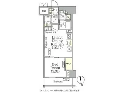 ザ・パークハビオ神楽坂レジデンスサウス(1LDK/10階)の間取り写真