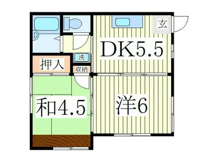 サニーフラットA棟(2DK/1階)の間取り写真