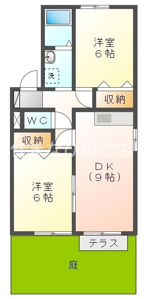 セジュールリベルテ(2DK/1階)の間取り写真