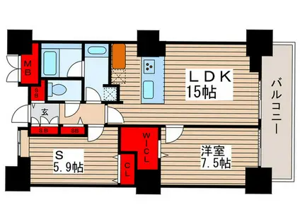 ロイヤルパークスタワー南千住(1SLDK/24階)の間取り写真