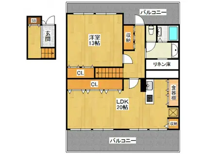 メゾン西宮(1LDK/2階)の間取り写真