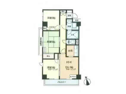 ヴィアーレ鹿沼台(2LDK/2階)の間取り写真