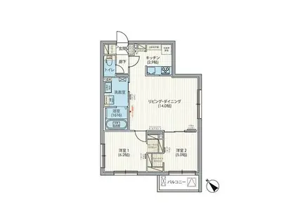 エフュート二十四軒(2LDK/1階)の間取り写真
