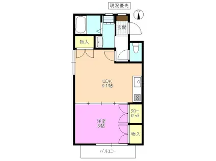 SURPLUS LE NORD C(1LDK/1階)の間取り写真