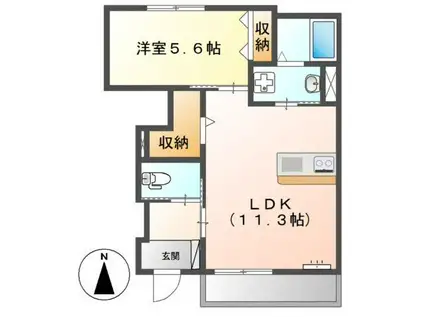 フルール(1LDK/1階)の間取り写真