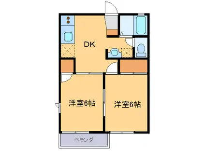 ボナール千吉良A(2DK/2階)の間取り写真