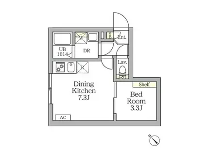 アグライア新宿横寺町(1DK/B1階)の間取り写真