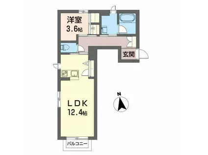 シャーメゾンPIKO(1LDK/2階)の間取り写真