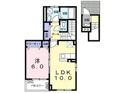 ブルー ムーン(1LDK/2階)の間取り写真