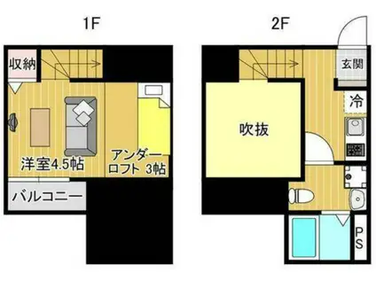 ソレイユ南高江(ワンルーム/1階)の間取り写真