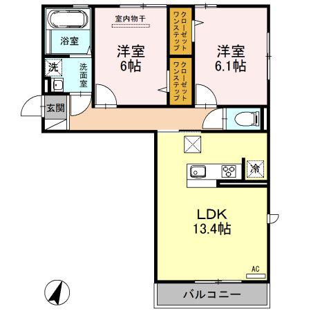 エスポワールIII(2LDK/1階)の間取り写真