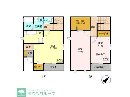 マロン シャトー A(2LDK/2階)の間取り写真