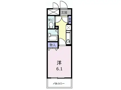 エレガンラルジュ(1K/1階)の間取り写真