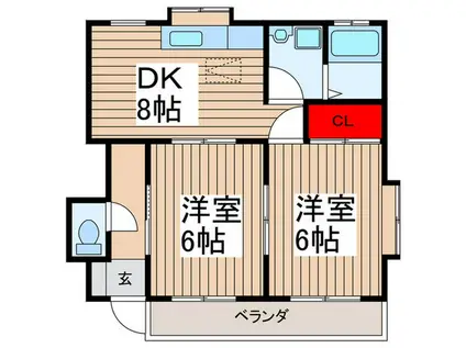 プリンセスハイム(2DK/1階)の間取り写真